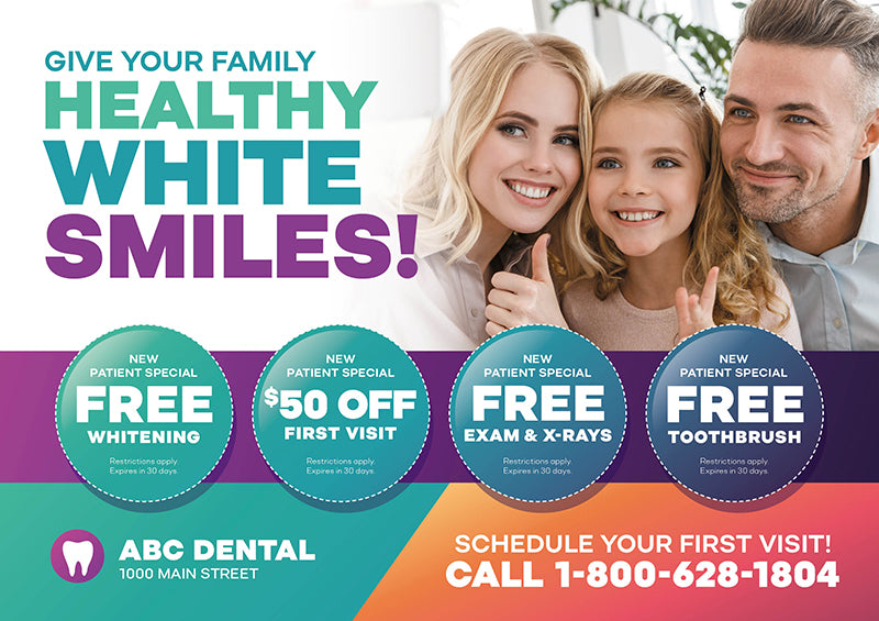 Dentist Marketing Card With Smiling Young Girl