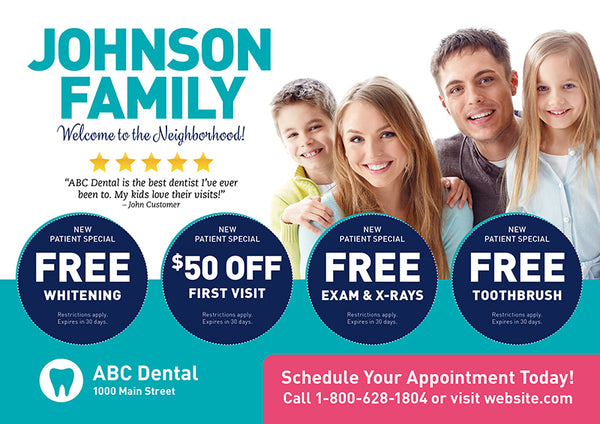 Dentist New to Town Postcard Bulk Mailers Custom Marketing