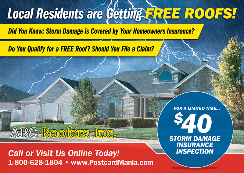Hail Storm Damage Roofing Postcard