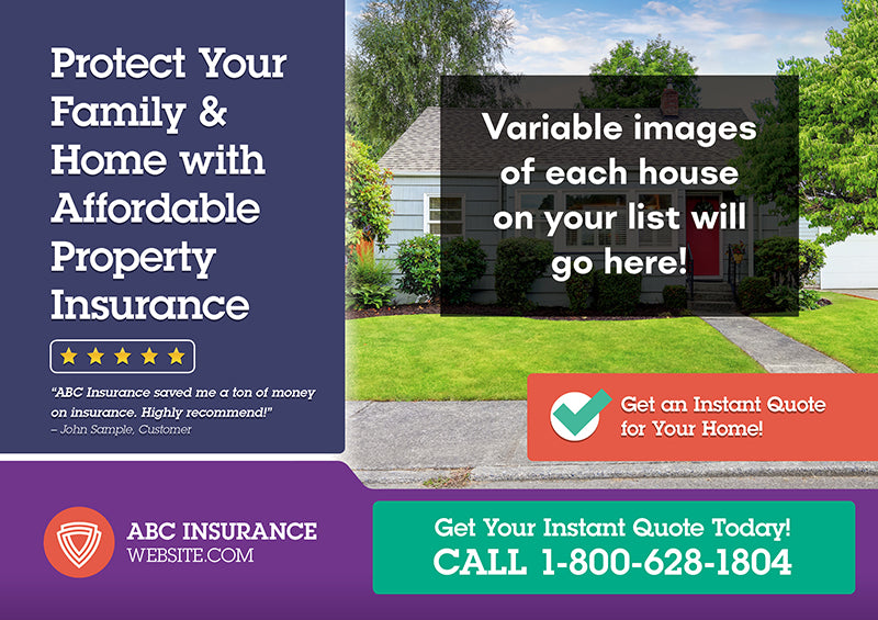 Insurance Variable Home Image Postcard Template