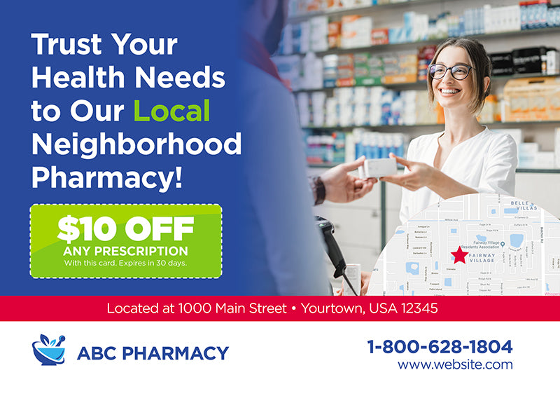 Local Pharmacy Postcard with Coupon