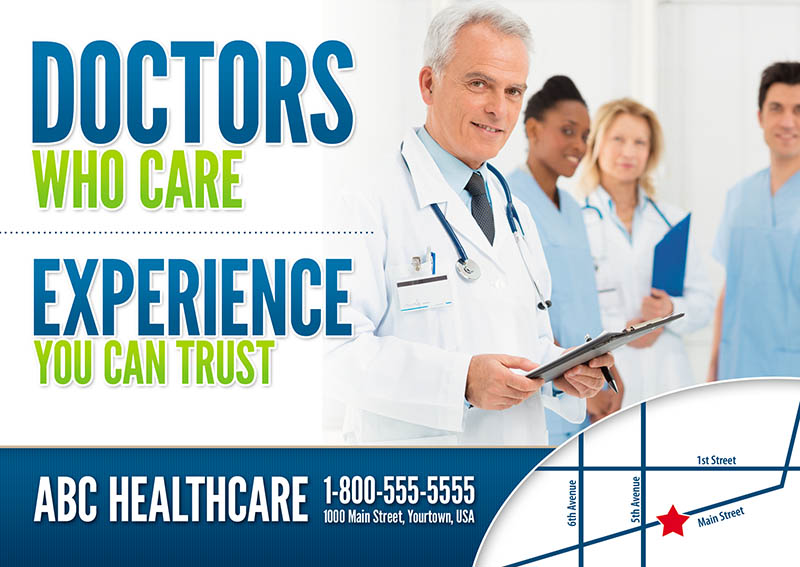 Medical Services Practice Marketing Postcard Sample