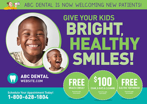 Pediatric Dental Marketing Card With Young Boy