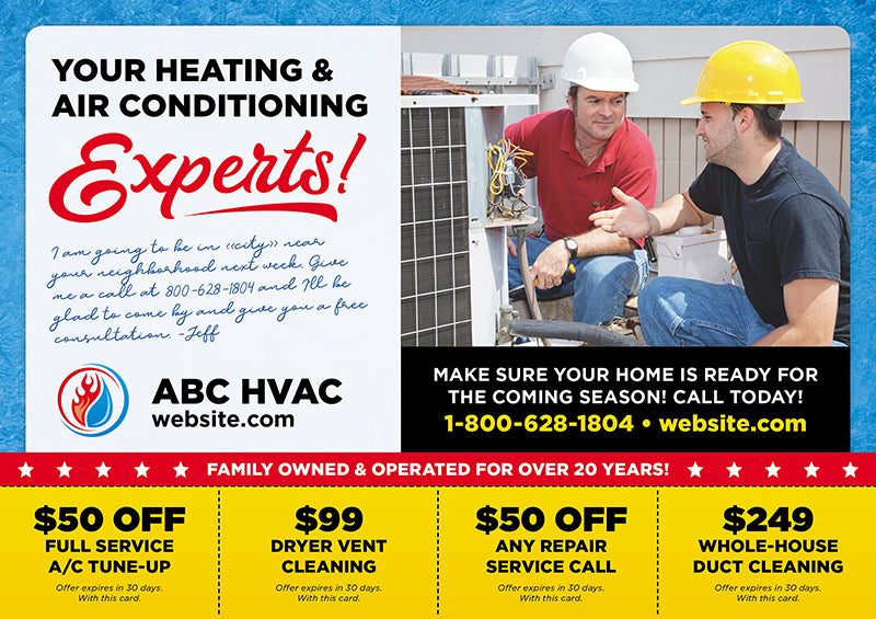 HVAC Postcard Bulk Mailers Custom Direct Mail Postcards