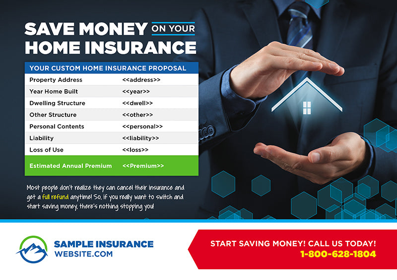 House Insurance Direct Mail Postcards | Customizable Postcard Mailers ...