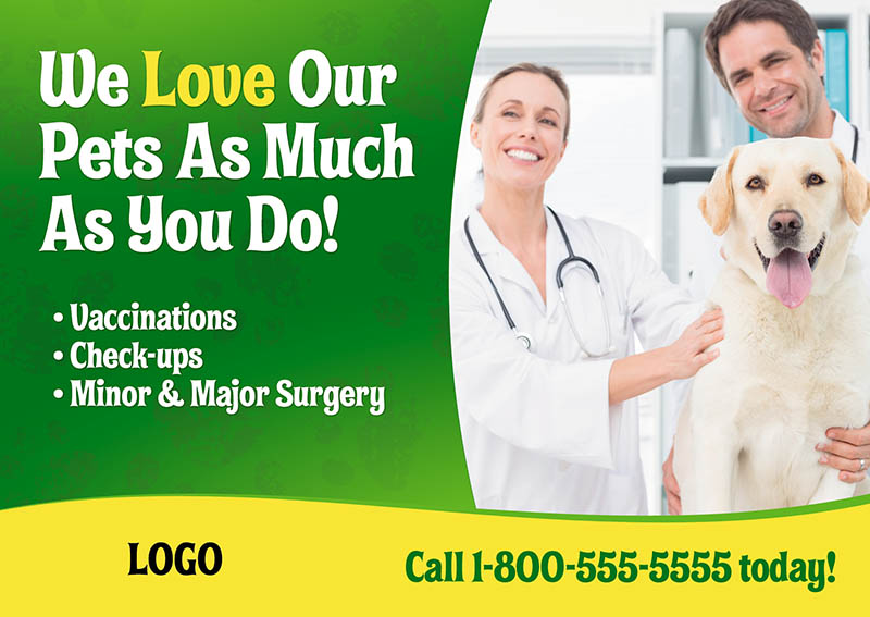 Veterinary Dog And Cat Services Marketing Postcard Design